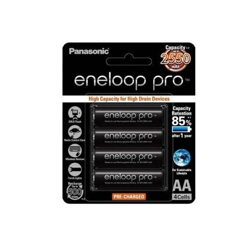 Panasonic Eneloop Pro AA Pack 4 2550mAh BK-3HCCE/4BT