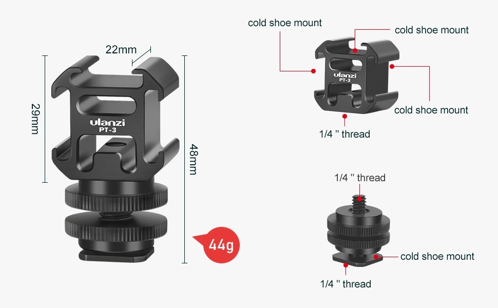 Ulanzi PT-3S Triple Cold Shoe Mount