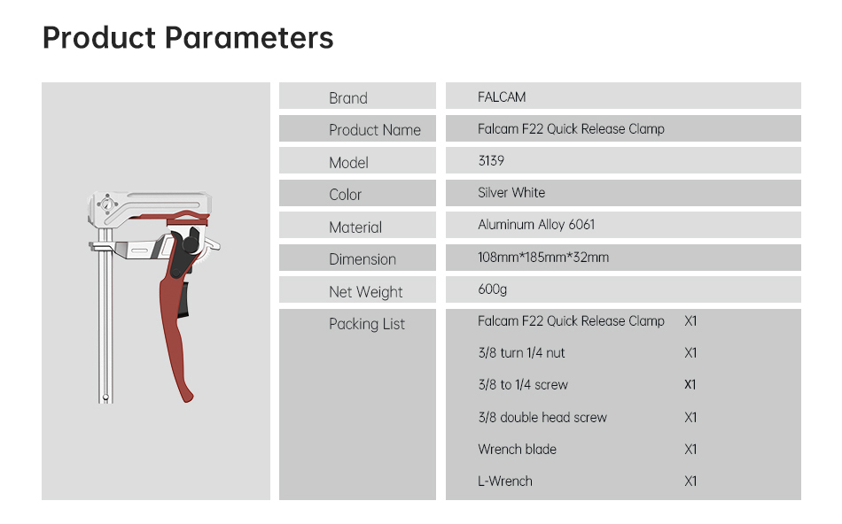 Falcam 3139 F22 Quick Release Clamp