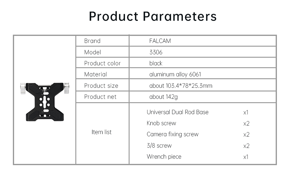 Falcam 3306 Dual Rod Base